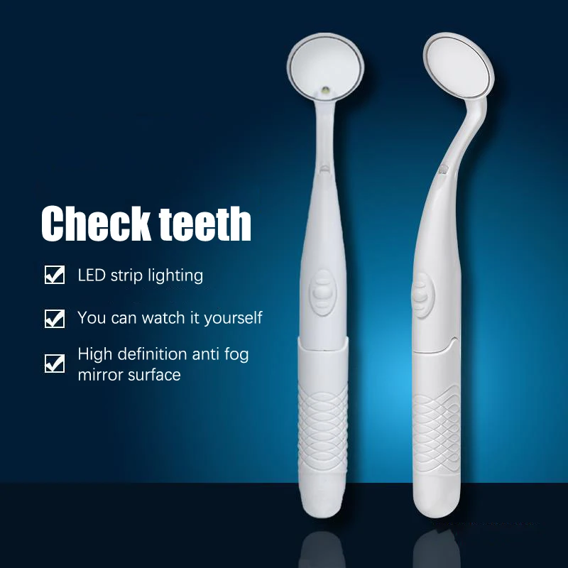 1pcs Dental Led Light Mouth Mirror Portable Reusable Dentist Oral Checking Anti Fog Bright Tooth Care Hygiene Clean Instrument