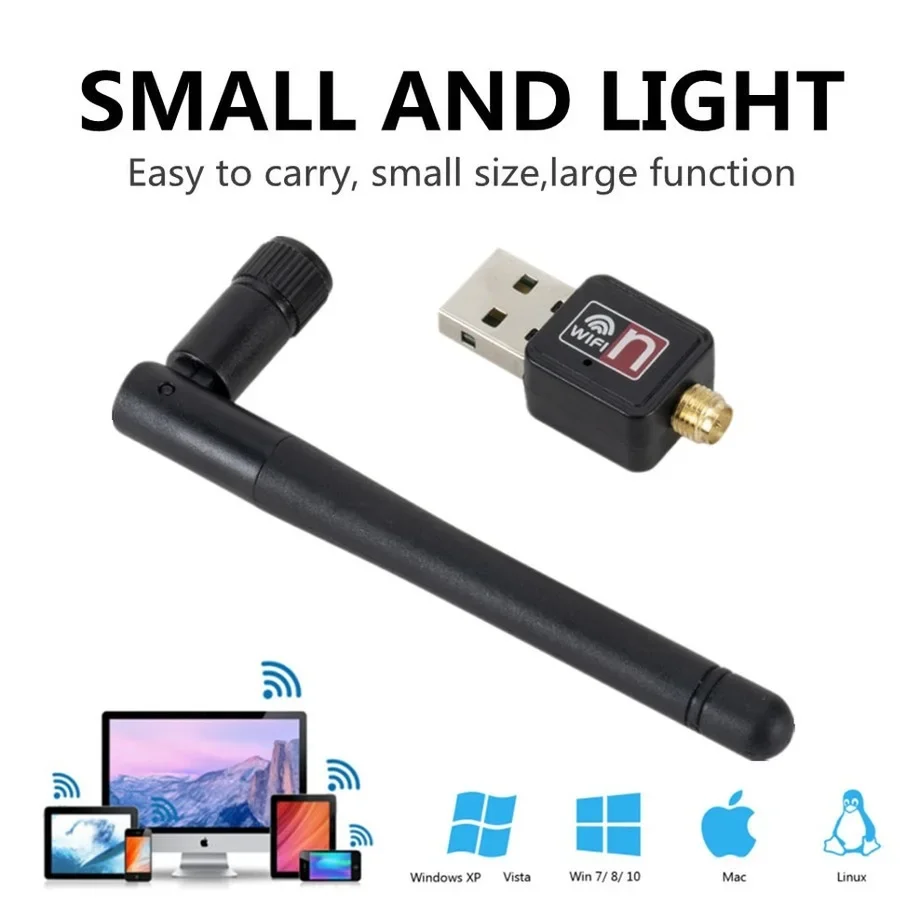 Беспроводная сетевая карта Mini WiFi USB 2.0 150M 802.11 b/g/n Карта адаптера локальной сети 150 Мбит/с 2 дБи WiFi-ключ для портативных ПК USB Ethernet