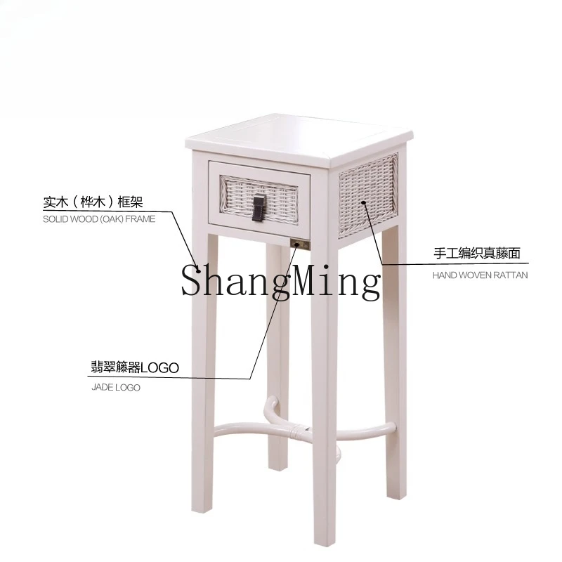 

CL rack rattan weaving tall flower stand with drawer