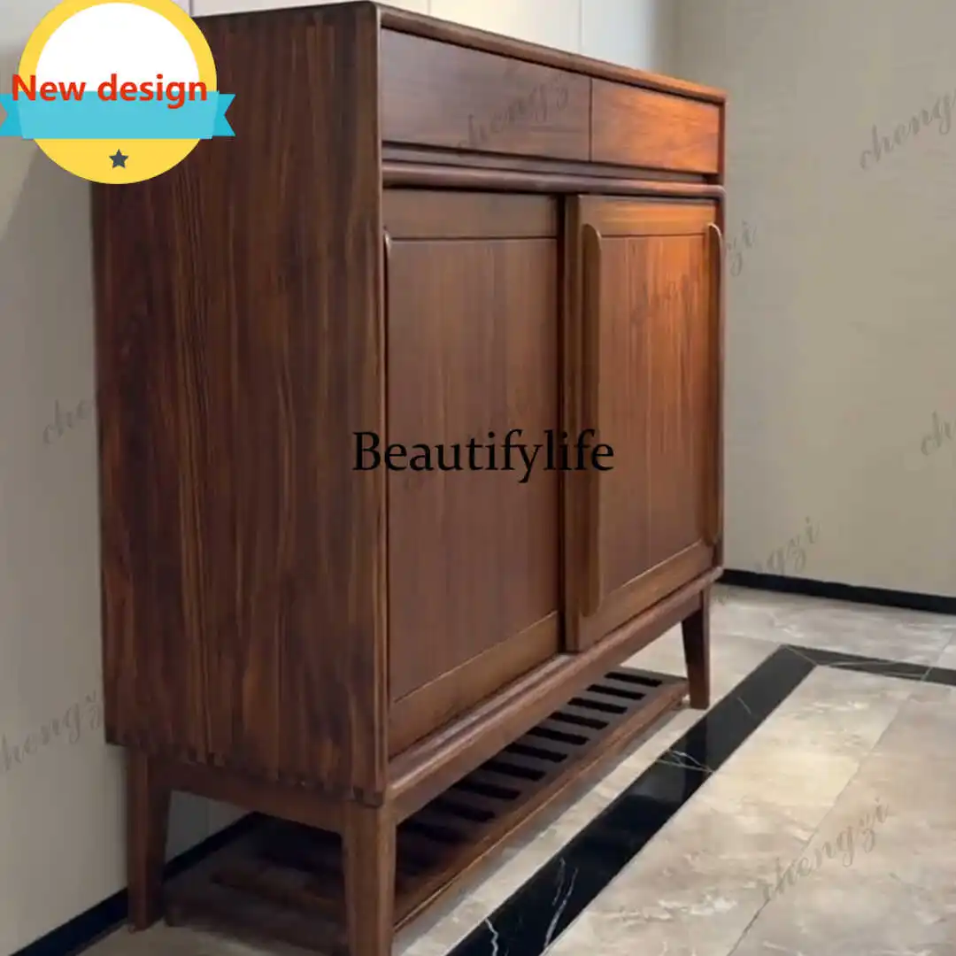 H178  Solid wood shoe cabinet Nordic door shoe change stool simple household locker large capacity storage cabinet