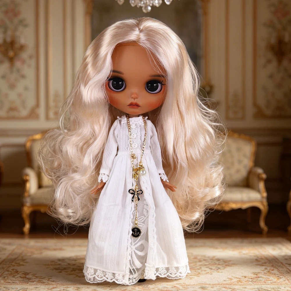 ICY DBS Blyth Doll 1/6 BJD gold long hair custom hand carved eyebrows, lips, and face gift, available in nude and other colors