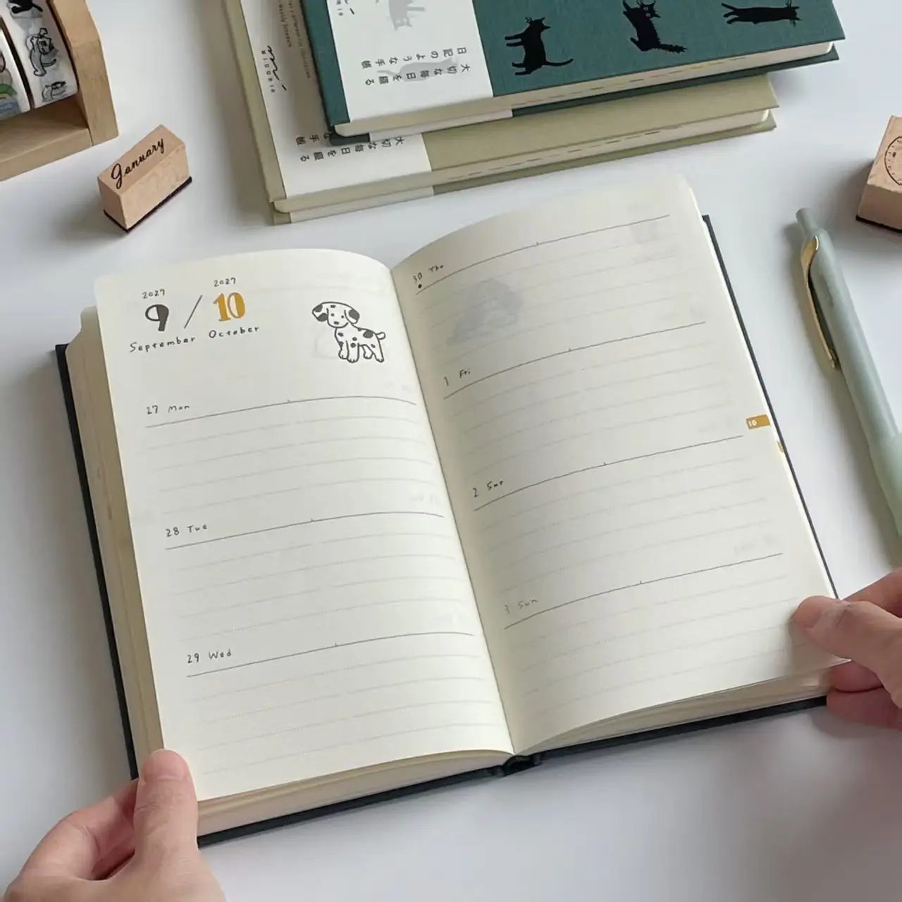 New Black Cat Calendar Book B6 Hard Shell Fabric Cover Plan Book Diary Handbook