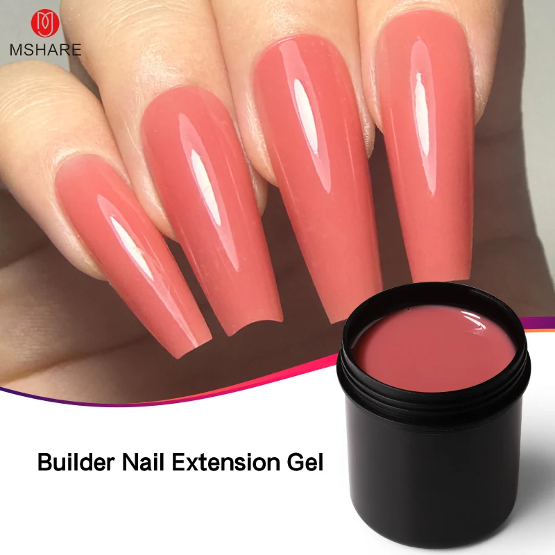 MSHARE Pink Red Low Heat Burning Self Leveling UV Transparent 250g Thick For Nail Extension Camouflage Nails UV Led Curing