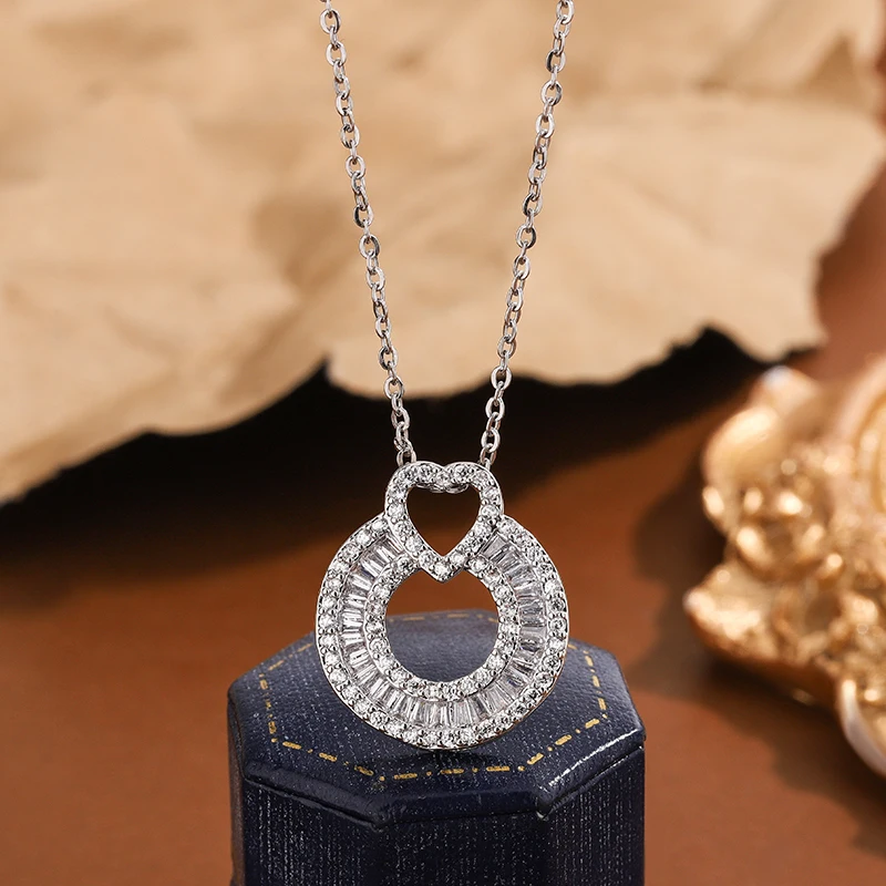

Модное женское изысканное круглое ожерелье с цирконом, посеребренное 925, подарок на день рождения, годовщину, цепочка на ключицу