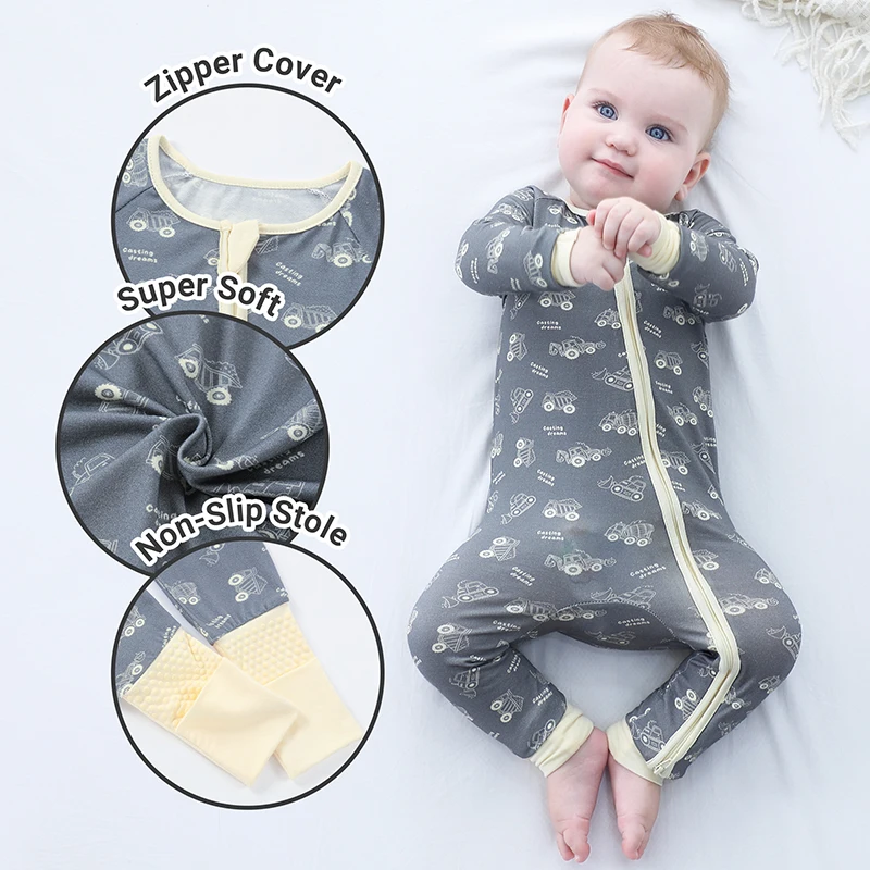 MICHLEY Christmas Baby Romper Bamboo Cartoon Shark Car Newborn Clothes Footies Overalls Bodysuit Pajamas For Boys Girls 0-24M