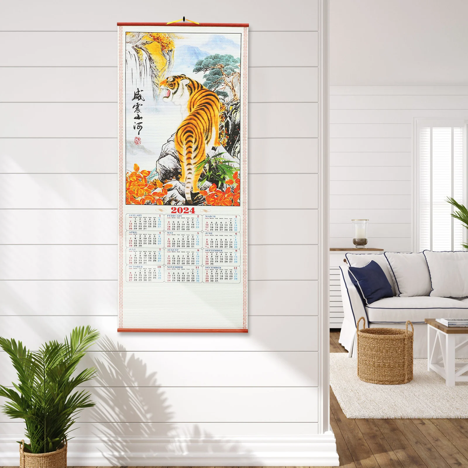 

2024 Wall Calendar Living Room Decorations Hanging Chinese New Year Calendars Scroll