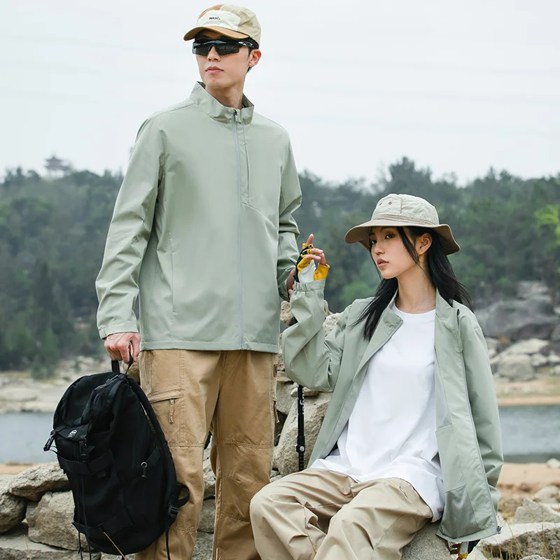 Outdoor Windbreaker Jacket Men Women Waterproof Windproof Lightweight Spring Autumn Hiking Jacket Breathable Mountaineering Coat