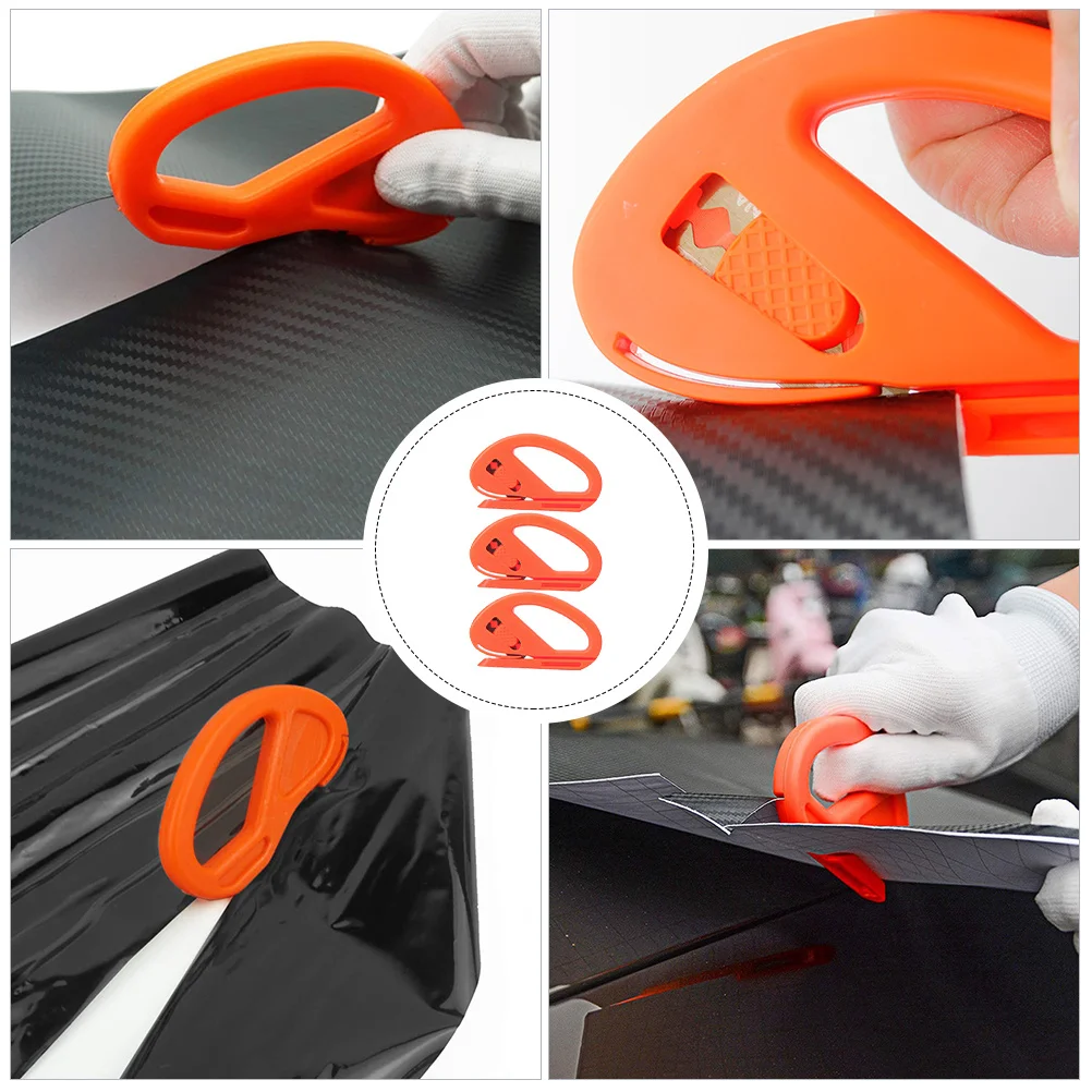 Herramienta de corte de película de vinilo, cortador de seguridad compacto para envolver película profesional, trabajos de recorte de papel, cortador de fibra de carbono, 3 uds.