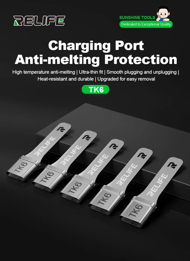 RELIFE TK6 TYPE-C Tail Plug Anti Melting Protective Cover Set Compatible with Various Mobile Phone TYPE-C Tail Plug Repairs Tool