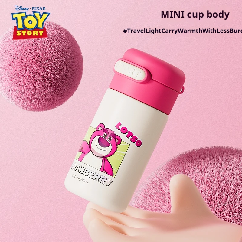 كوب جيب معزول من ديزني، زجاجة مياه صغيرة محمولة من الفولاذ المقاوم للصدأ على شكل دب الفراولة للأولاد والبنات