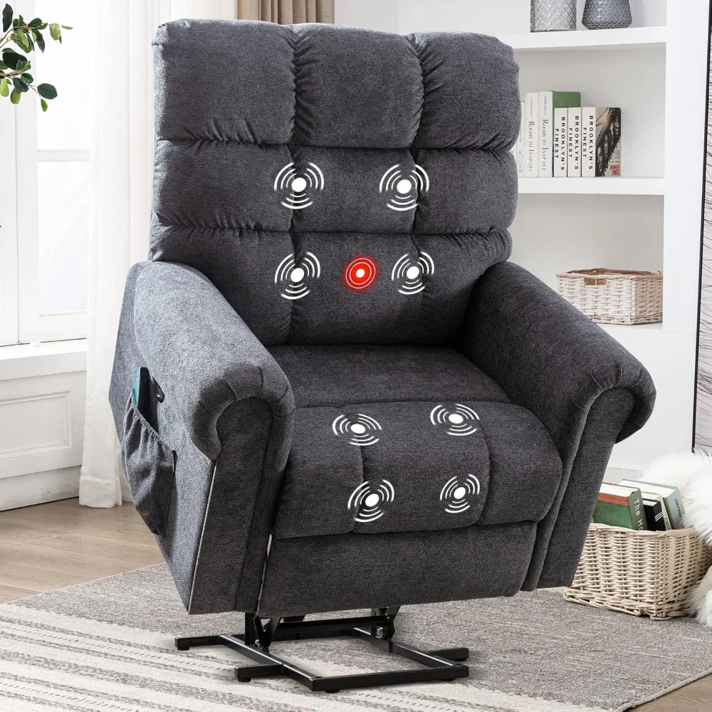 

Large Power Lift Recliner Chairs with Massage and Heat for Elderly Big People, Heavy Duty Electric Reclining Chairs