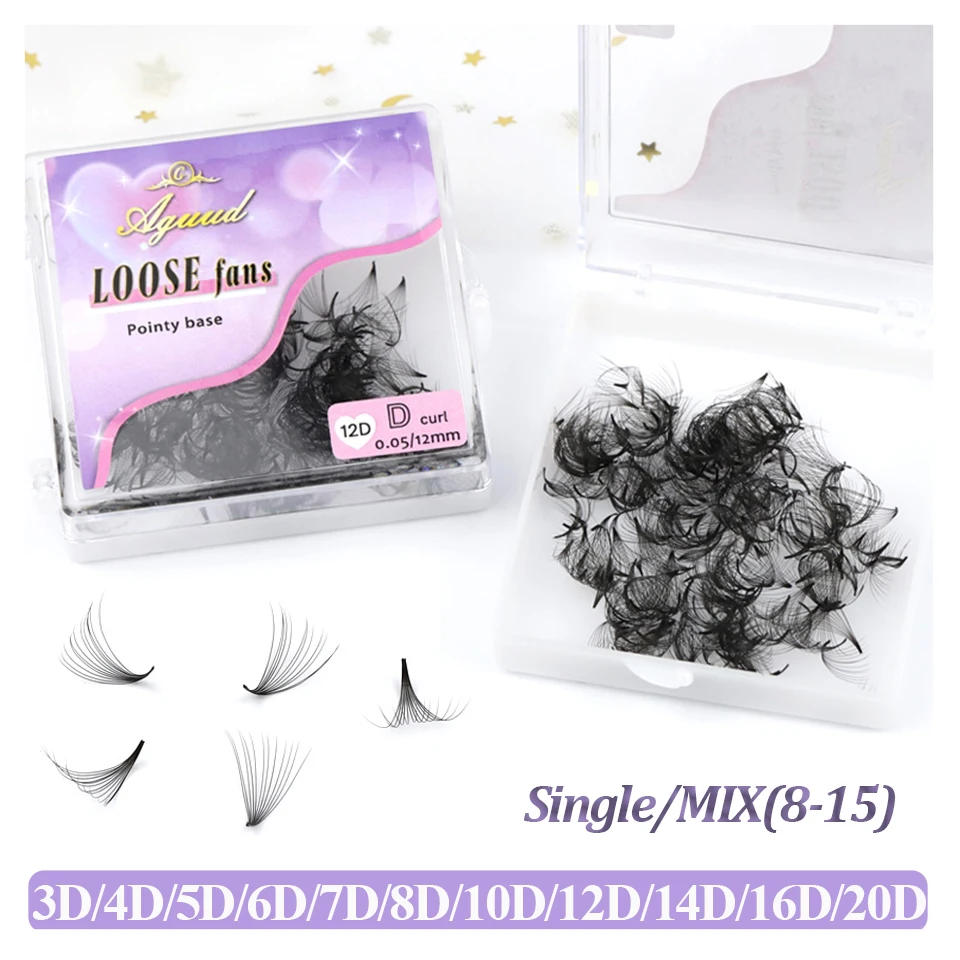 3D-20D Loose Fans Eyelashes Extensions Premade Fans Pointy Base Russian Volume Fans Lashes Medium Narrow Stem Loose Fans Cilios