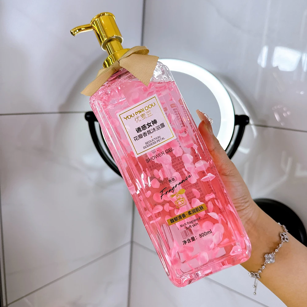 

800ml Petal Shower Gel Moisturizing Tender Smooth Skin Whitening Body Wash Body Care Oil Control Refreshing Body Skin Care