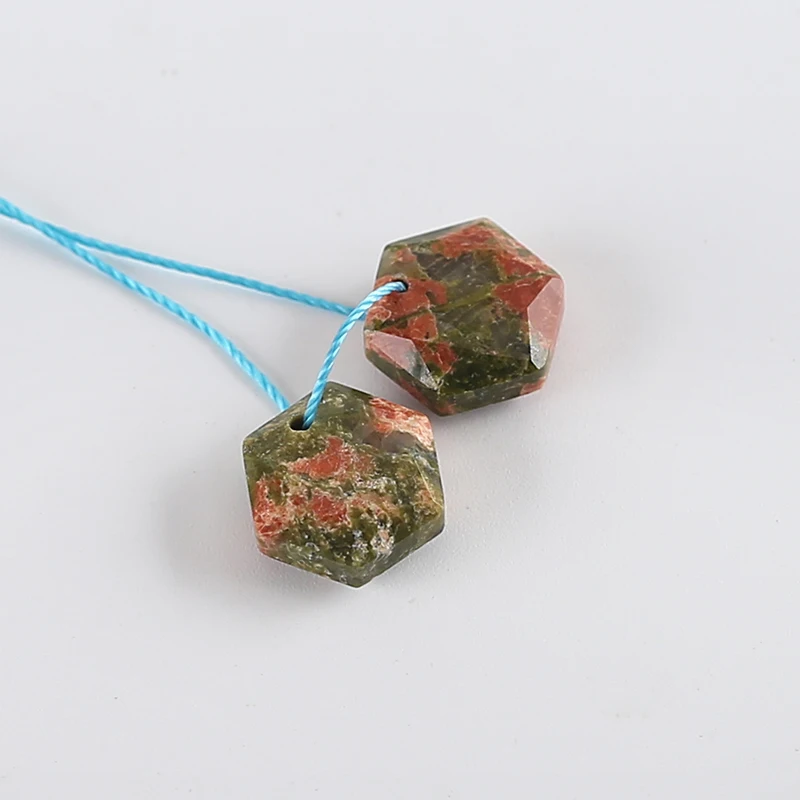 Wholesale Natural Unakite Jasper Hexagon Faceted Earrings Beads For Jewelry Making, Fashion DIY Earring Stone Jewelry
