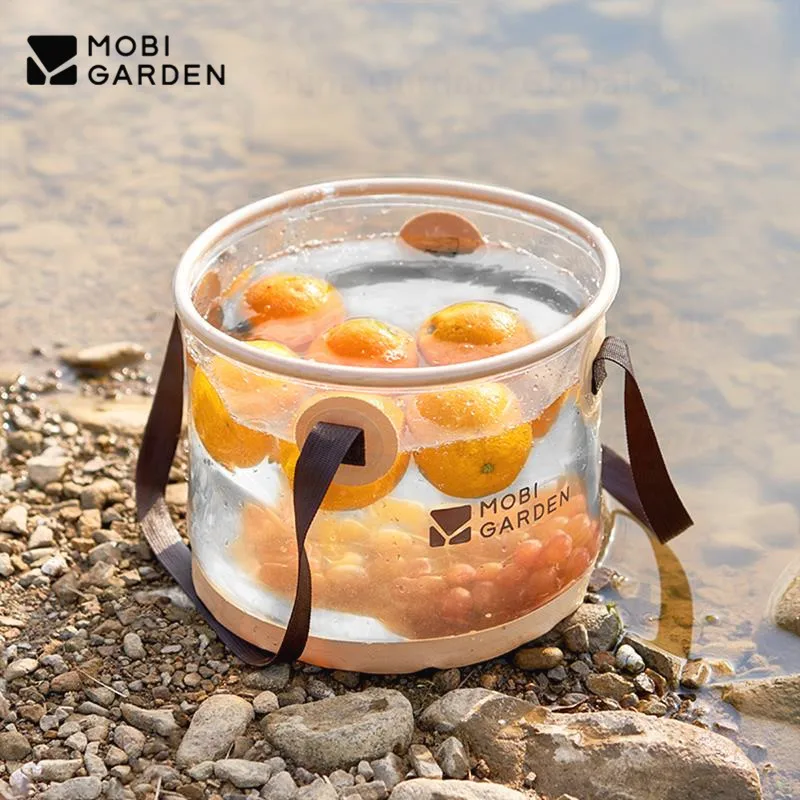 

MOBI GARDEN уличная раковина для воды для кемпинга, круглая прозрачная складная сумка для хранения, коробка для путешествий, портативное ведро для ног, умывальник 20 л/10 л