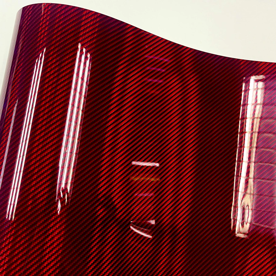 ملصق تعديل لصائق السيارة ، لامعة عالية ، قوس قزح أحمر ، PET ألياف الكربون 5D ، التفاف فيلم الفينيل ، اكسسوارات الدراجات النارية #4