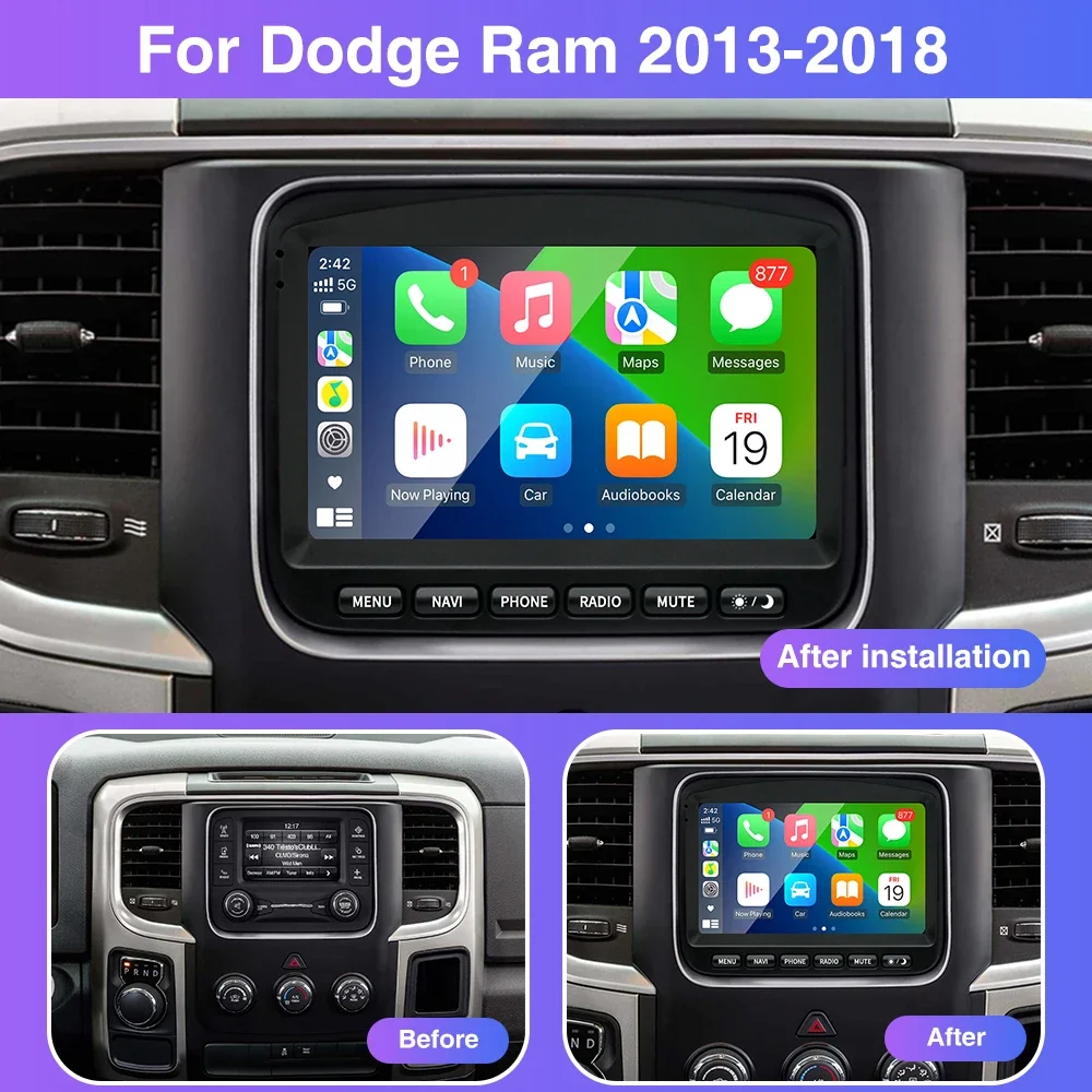 Android 11 Car Radio Stereo For Dodge Ram 1500 2500 2013-2018 Multimedia Player Display 7inch CarPlay Android Auto GPS Head Unit