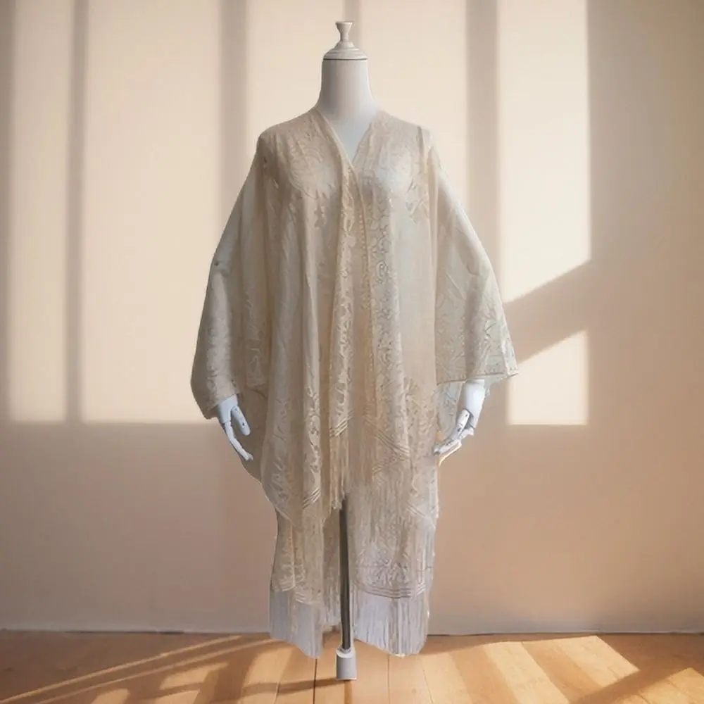 

Fashion Floral Lace Summer Sunscreen Smock Loose Casual Beachwear Shirt Long Vacation Swimsuit Cover Up Dress for Women