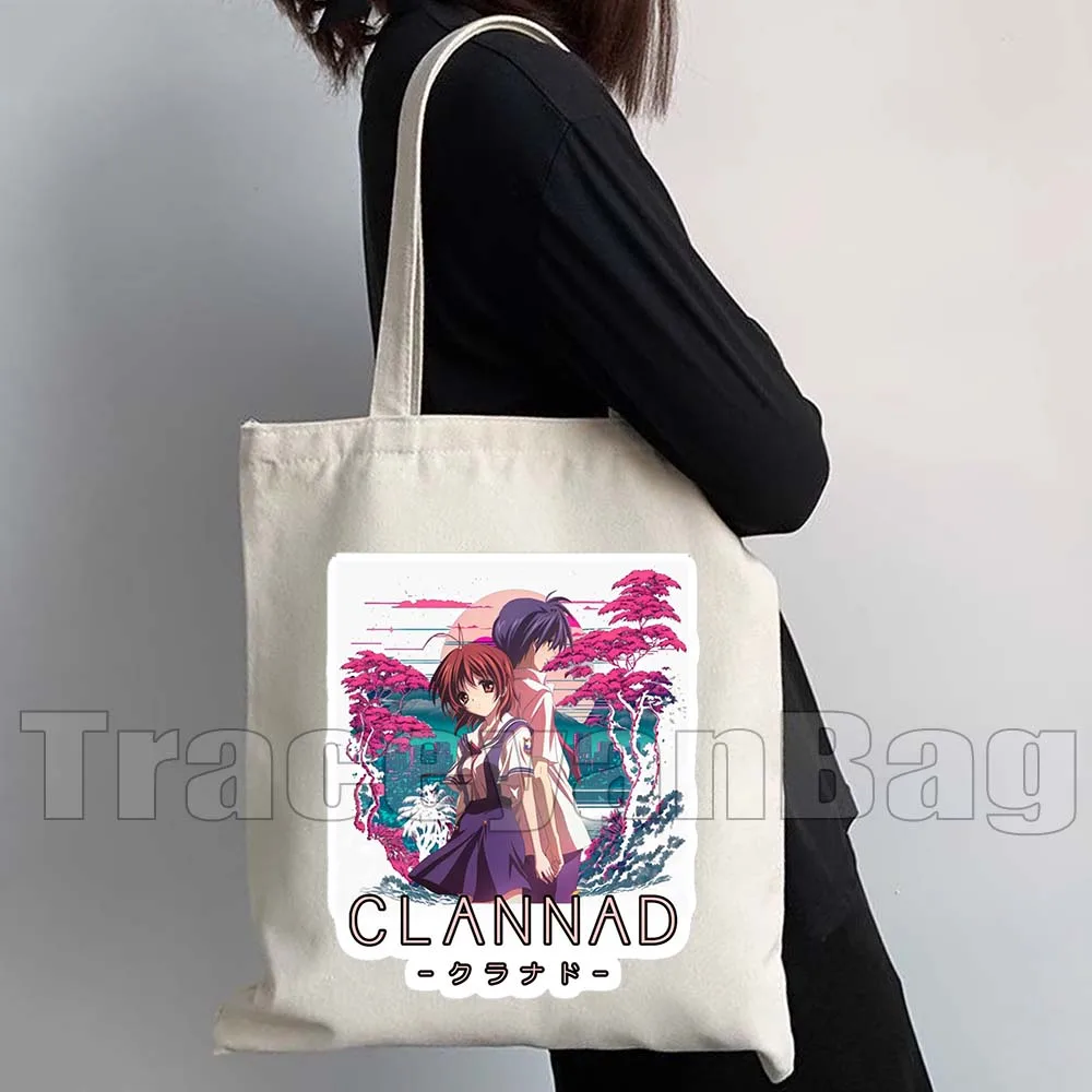 Cute Anime CLANNAD Girl Robot Fujibayashi Kyou Nagisa Tomoyo Kawai Dango Gifts Women Tote Bag Canvas Shoulder Bag Cotton Handbag