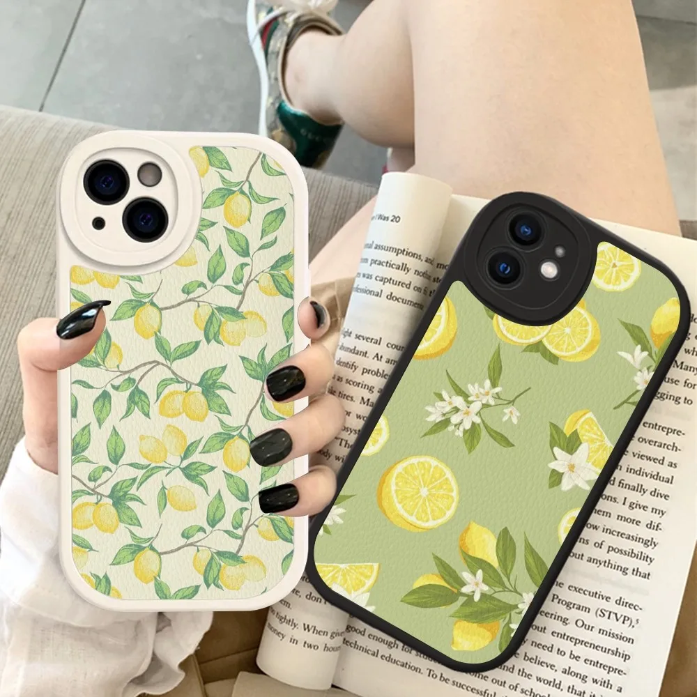 Fruit lemon Phone Case Hard Leather For iPhone 14 13 12 Mini 11 14 Pro Max Xs X Xr 7 8 Plus Fundas