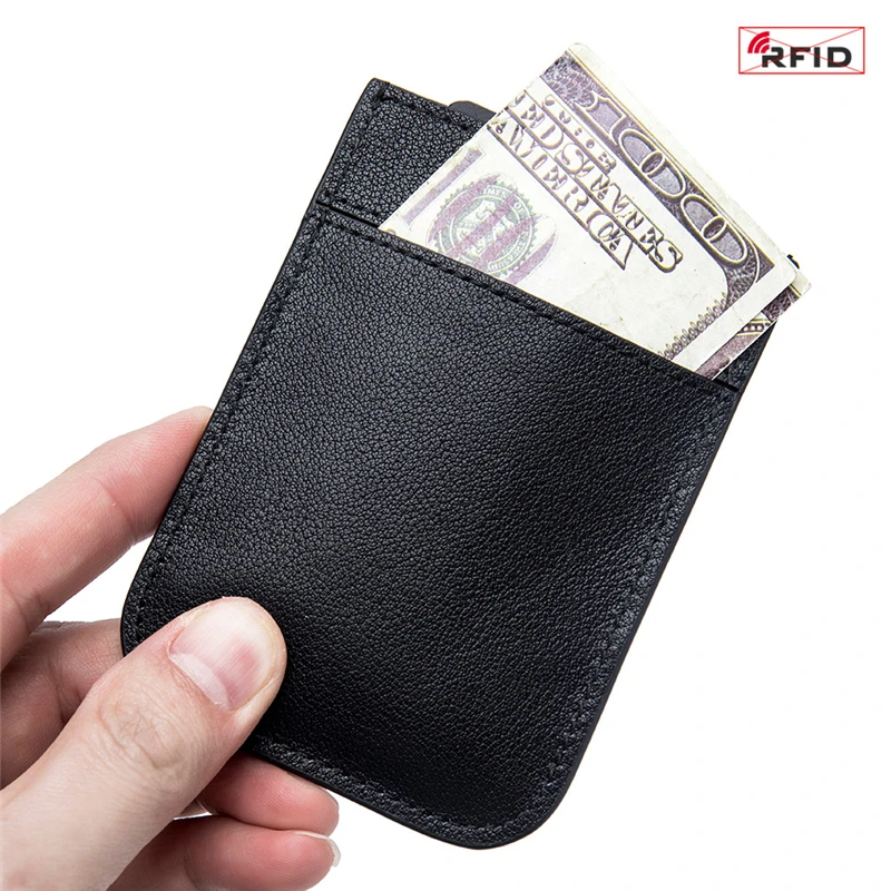 

RFID Anti-Theft ID Credit Card Holder Genuine Leather Pull-Out Thin Wallet Portable Mini Bank Card Case Small Coin Purse Unisex