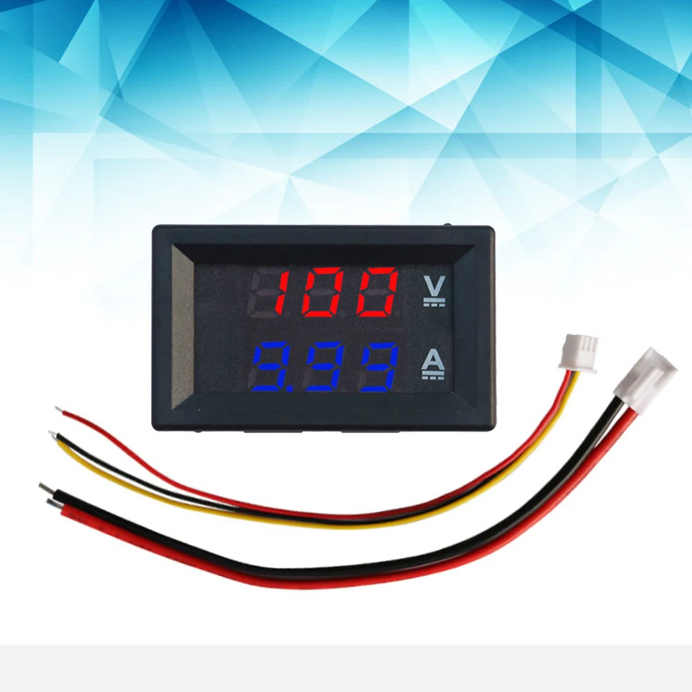 DC Volt Amp Monitor Dual Three Digit 0.28 Inch LED Red Blue 0 100V 0 10A Fast Refresh 300ms Panel Mount Auto Decimal