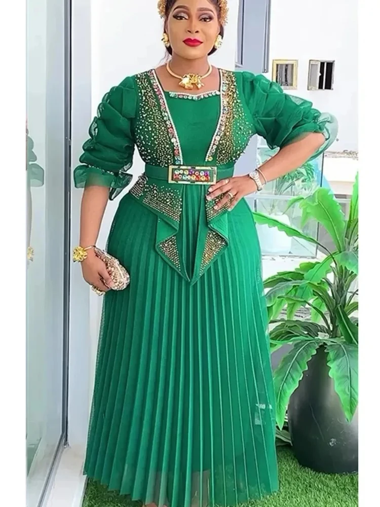 

Plus Size African Party Dresses for Women 2025 New Fashion Dashiki Ankara Wedding Evening Gown Elegant Turkey Muslim Maxi Dress
