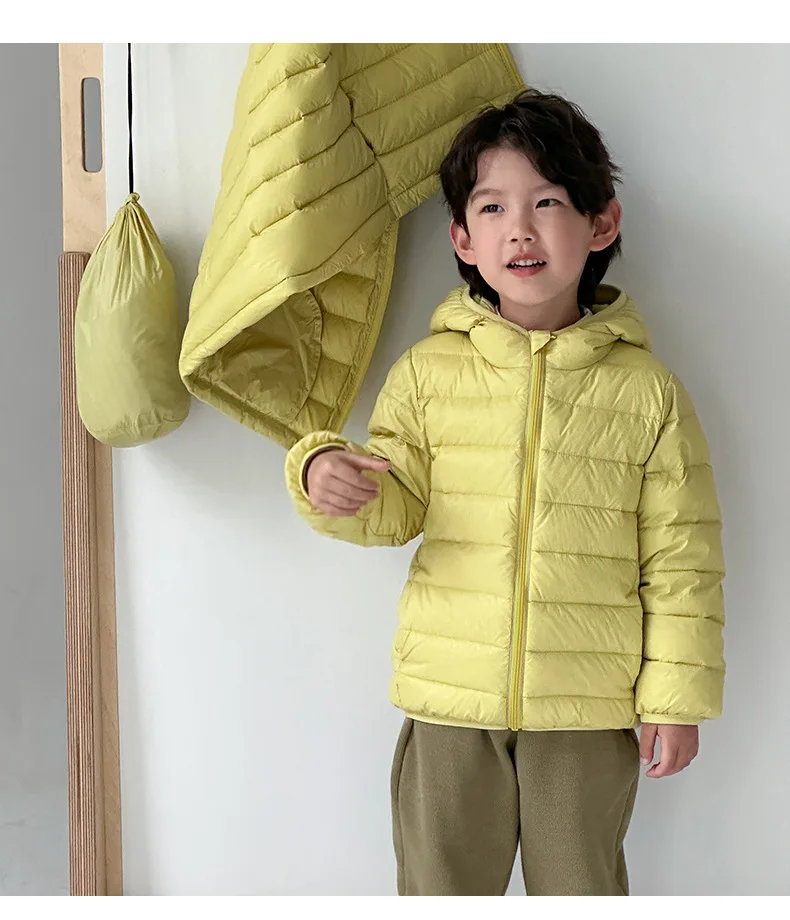 Winterkleidung für Jungen und Mädchen, leichte Daunenjacke, mittelgroßer, verdickter warmer Kindermantel mit Kapuze – Detail 18