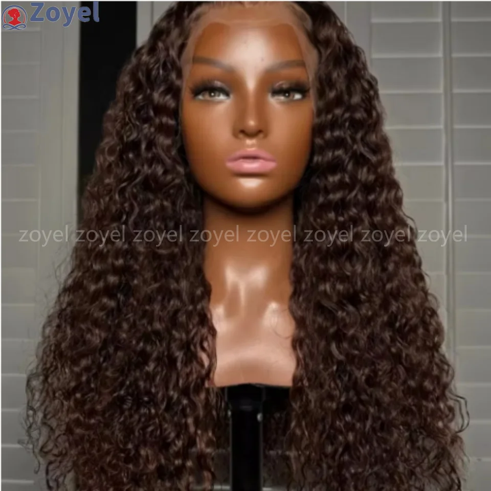 

13*4 Dark Brown Kinky Curly 26 inch 180Density Lace Front Wig Soft Long For Women With BabyHair Preplucked Natural Hairline