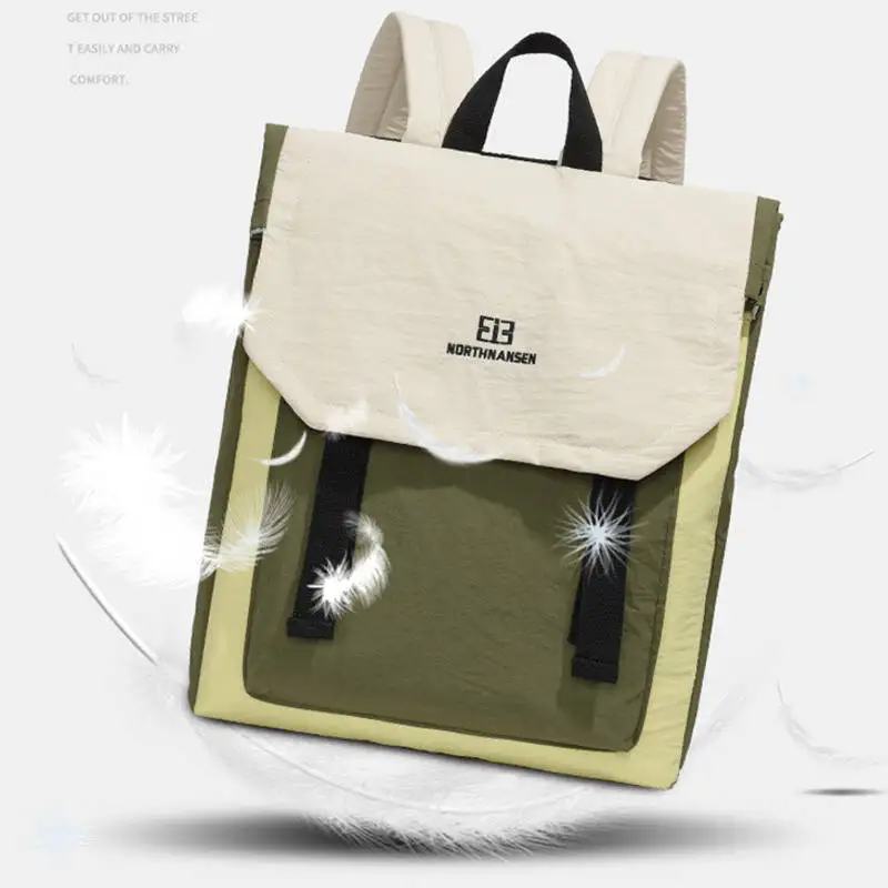 New Color Block Flip Cover Backpack Waterproof Nylon Multiple Pockets Adjustable Straps Durable for Daily Commute Travel Outdoor