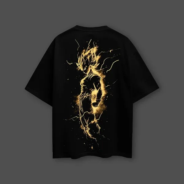 Dragon Ball Anime Golden Super Saiyan Camiseta de algodón de gran tamaño para hombres y mujeres transpirable de alta calidad Y2K de manga corta de verano