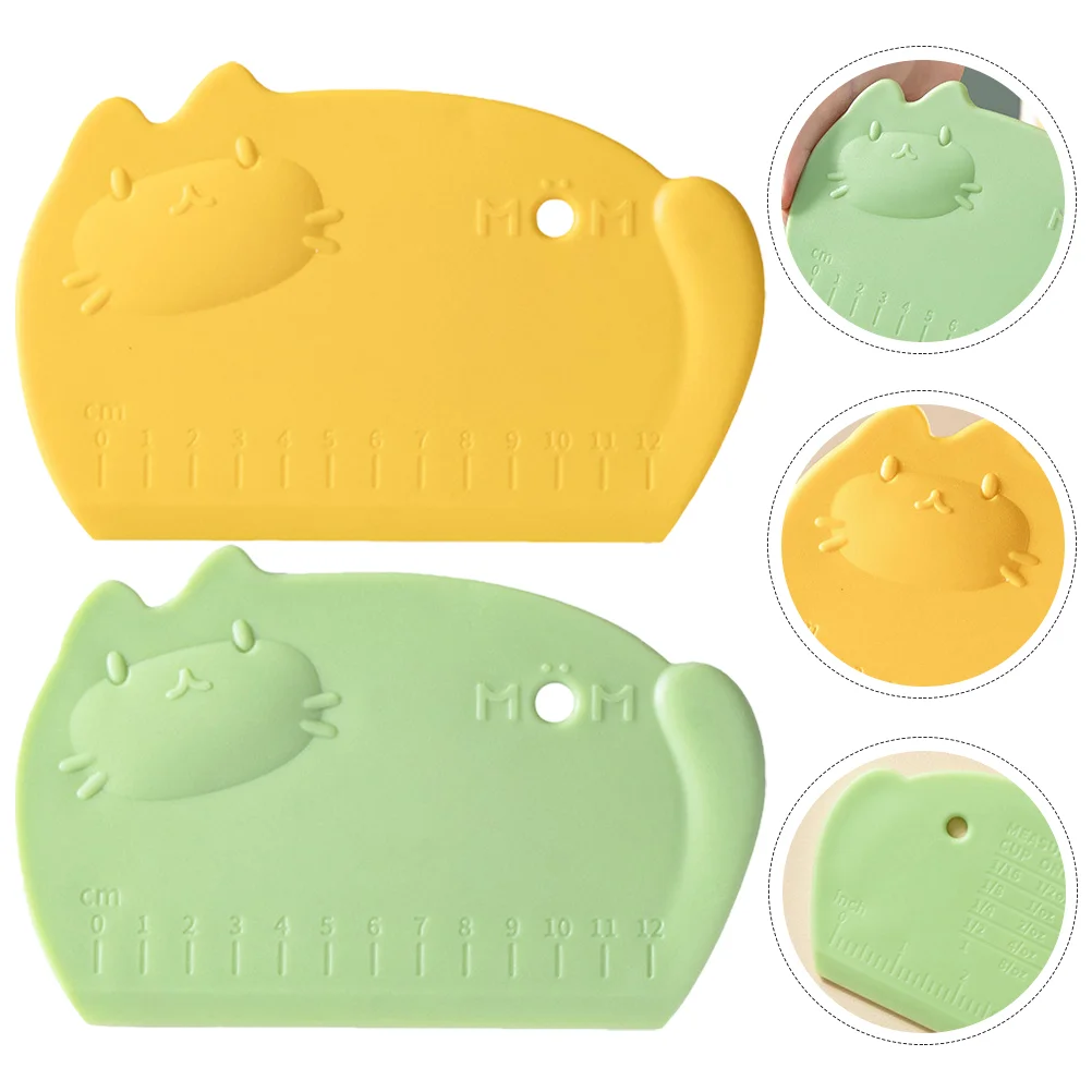 

2 Pcs Silicone Dough Scraper With Scale Baking Supply Multi-function for Home Bench Portable Measuring