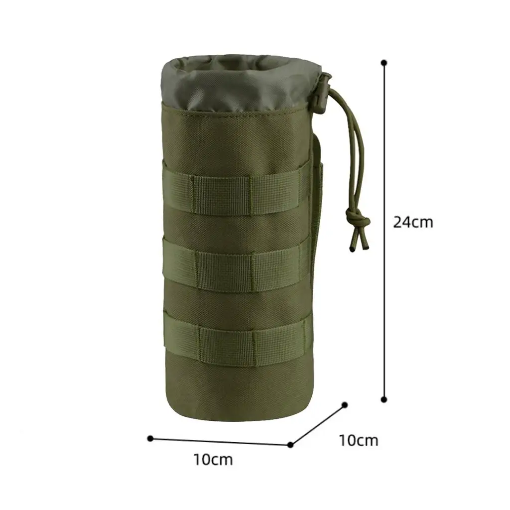 Tactical Molle Water Bottle Pouch, Bottle Holder with Top Drawstring, Portable