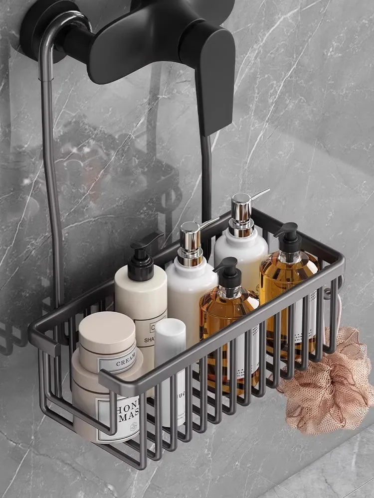 Bathroom No Punching Shelf Toilet Shower Hanger Body Wash Shampoo Hanging Basket Toilet Shower Room Storage