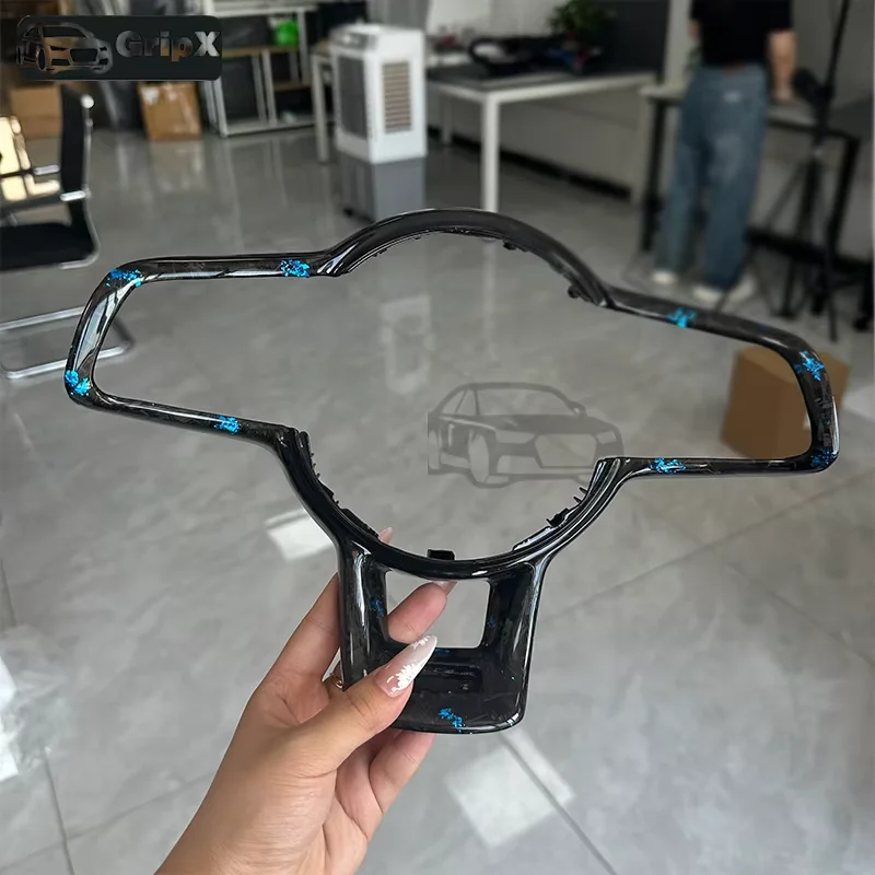 

Подходит для Volkswagen Golf 7 серии GTI GTE R, синяя ковка, рамка кнопки из углеродного волокна на руле