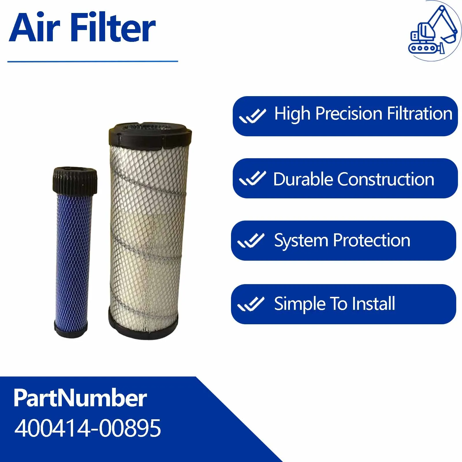 Air Filter CA-7075 For Doosan DX60W DX60-9W DX75W Wheeled Excavators