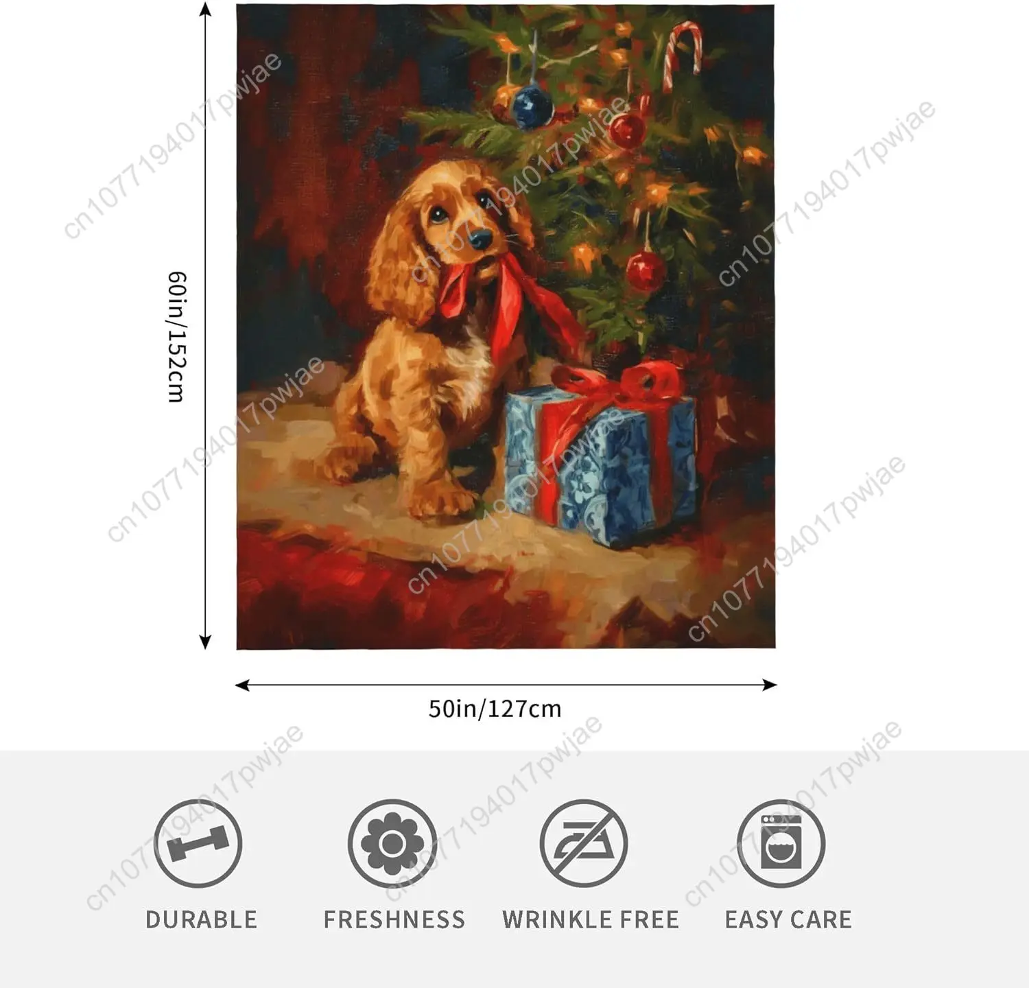 Christmas Dog Flannel Throw Blanket Soft Cozy Blanket for Living Room Couch Sofa Bed 50 x 60 Inches