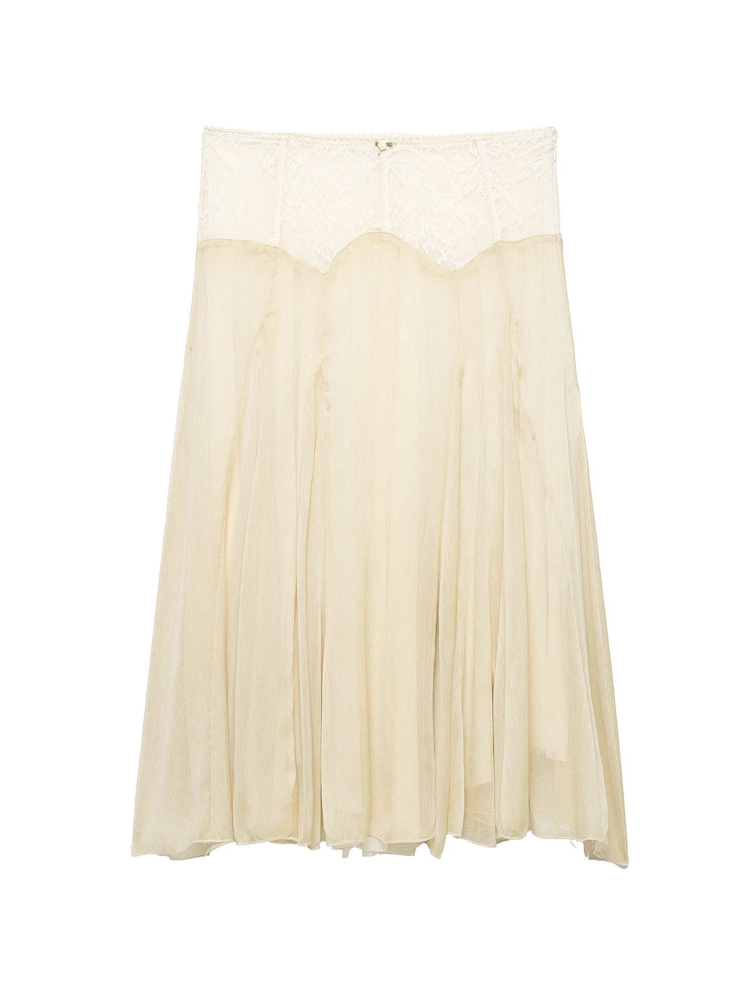 

Spring 2026 High Waist Lace Splice Thin Mid-Length A-Line Skirt Women's Fashionable Half Body Skirts by WMXZ