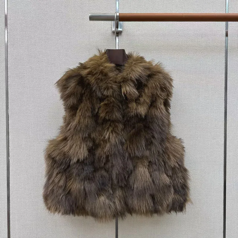 Women's Eco-Friendly Faux Fox Fur Vest, Fashionable and Versatile Sleeveless Jacket, High-Quality Warm Vest, 2026, New Style,