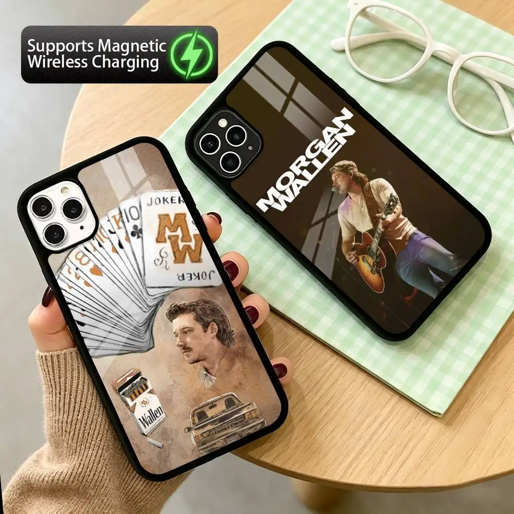 

m-Morgan w-Wallen Singer Phone Case For iPhone17,16,15,14,13,12,11 Plus,Pro Supports Magnetic Wireless Charging