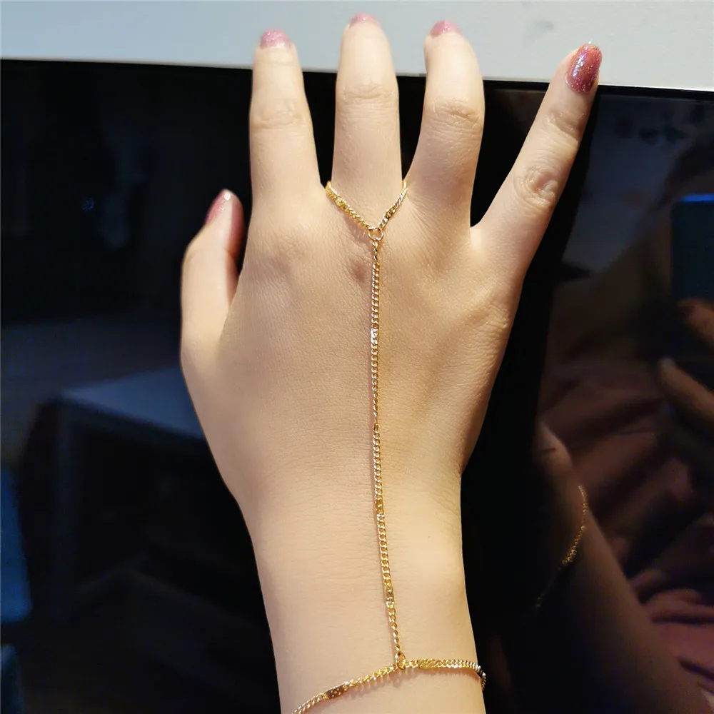 MinaMaMa Stainless Steel Wrist Chain Finger Bracelets For Women Fashion Finger Hand Chain Jewelry Gifts