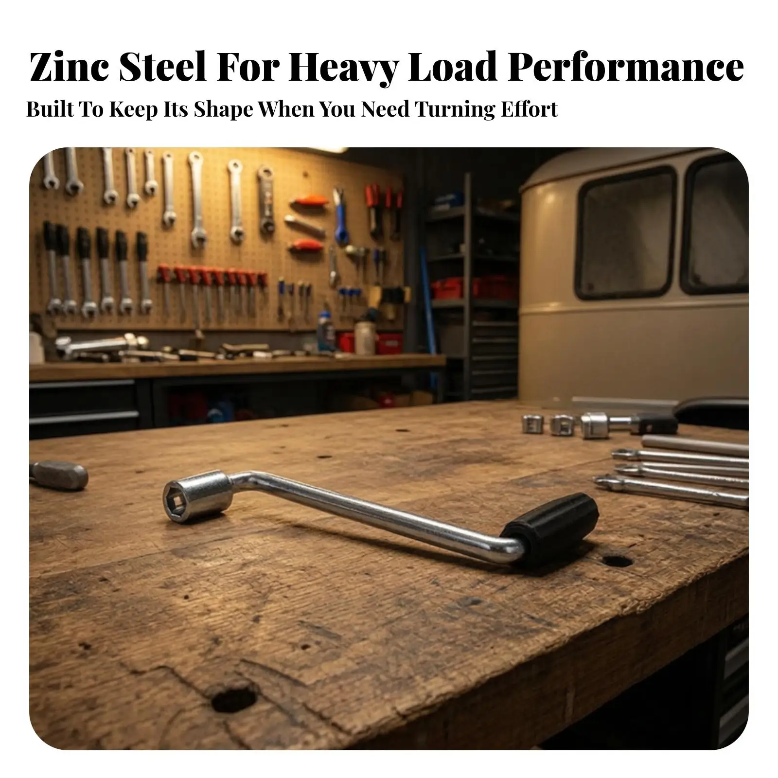 Galvanized Trailer Stabilizer Jack Crank with Ribbed Grip Manual Lift Handle for RV Camper Leveling Support