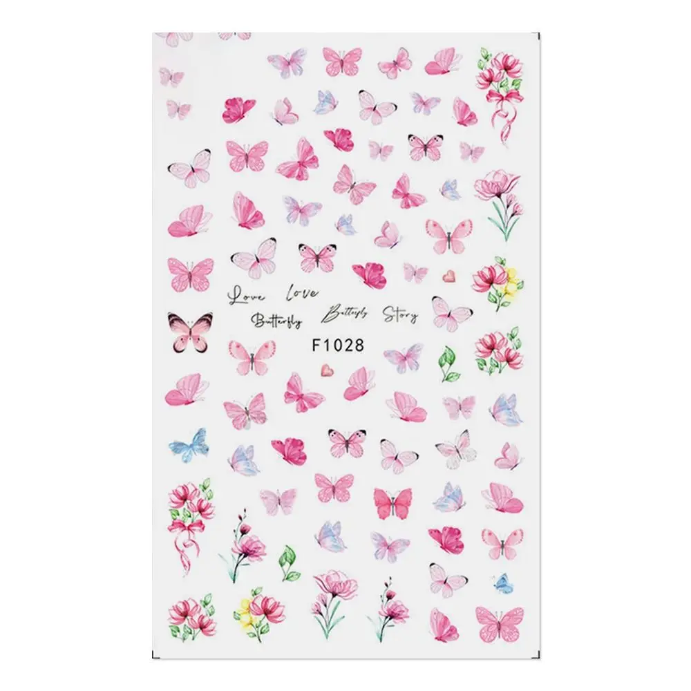 Calcomanías 3D para decoración de uñas, pegatinas para uñas con pétalos rosas y morados, colores dulces, diseño de flores, decoración de puntas de uñas, manicura