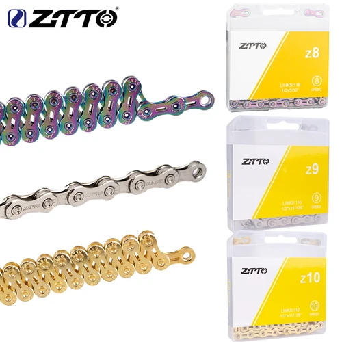 ZTTO ULT bicicleta 8 9 10 cadena de velocidades 116 eslabones MTB cadenas de bicicleta de carretera bloqueo de energía alta calidad 8S 9v 10v accesorios de ciclismo de corriente