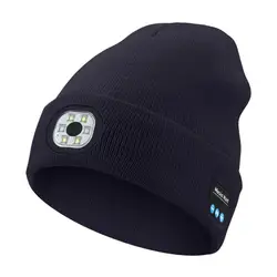 Musik anruf aktiviert Beanie wiederauf ladbare Bluetooth LED Winter kappe mit hoher Helligkeit Beleuchtung drahtlose Musik für Camping