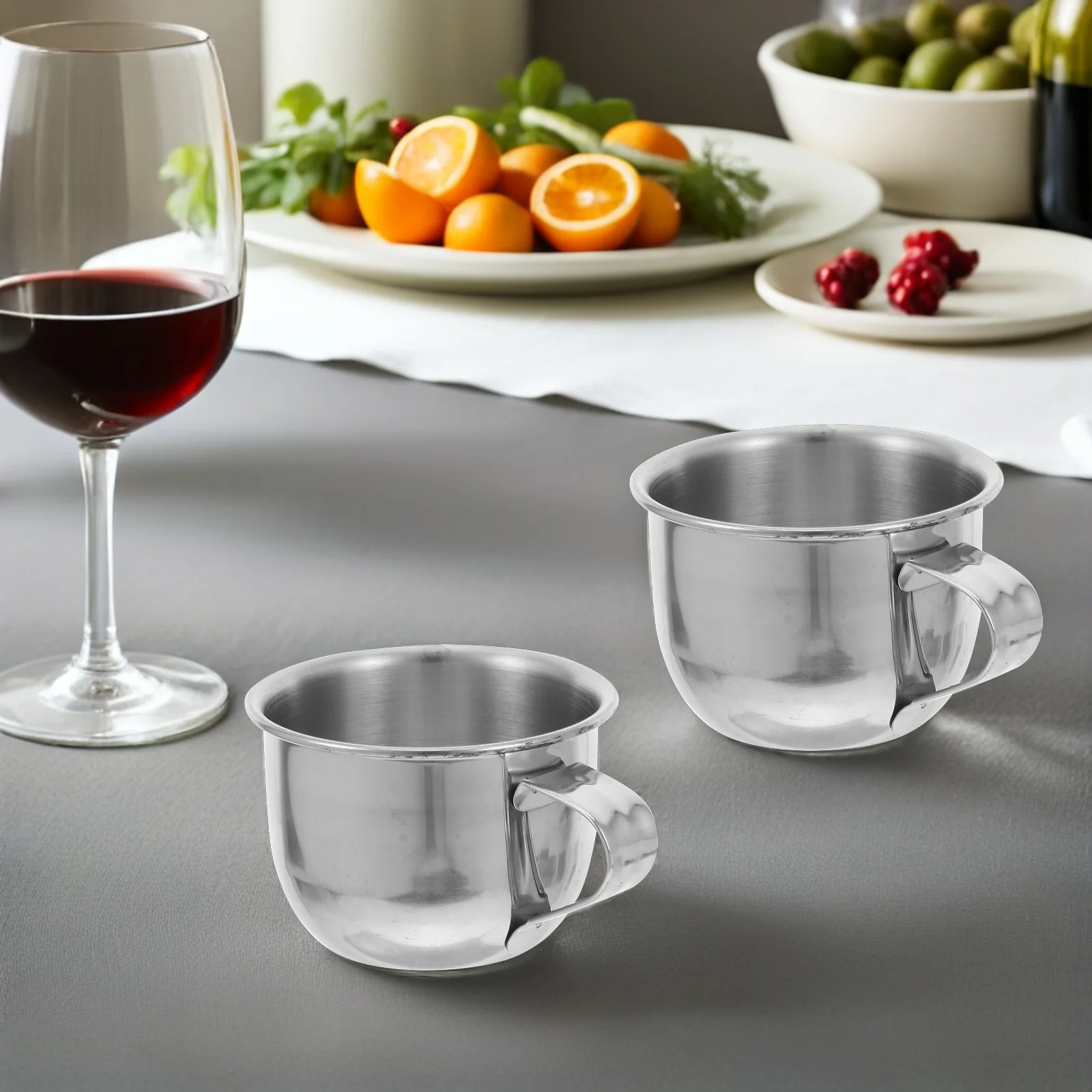 2 bicchieri per acqua in acciaio inossidabile, bicchieri antiruggine per caffè, tè, vino, piccola tazza per sake, contenitore per bevande da cucina