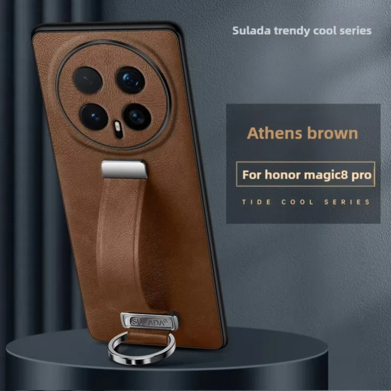 

For Honor Magic 8 Pro Case SULADA Trendy Cool Wrist Strap Stand Leather Case for Honor Magic 7 Pro /6Pro Honor Magic V6 Case