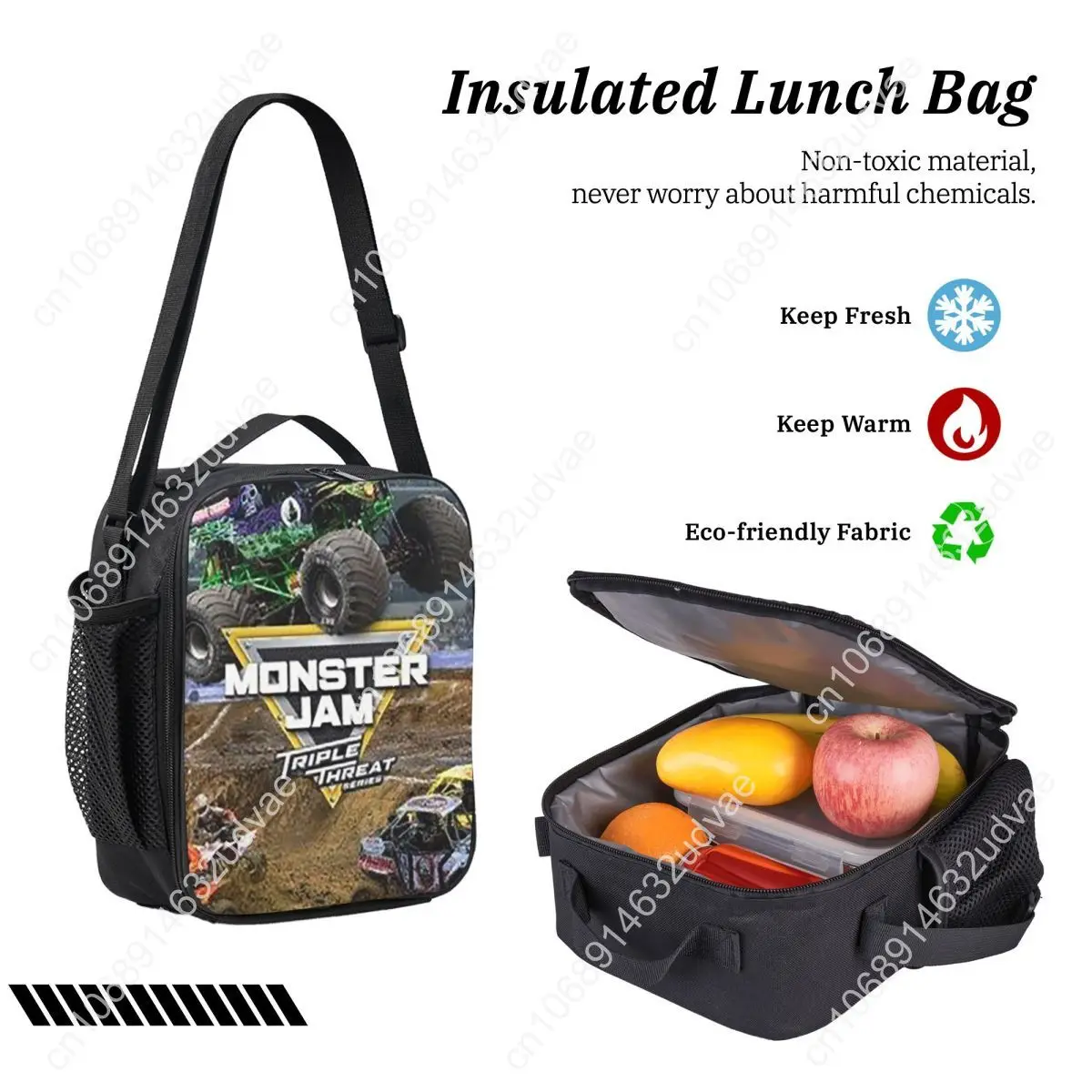 Classic Monster Jam Truck Pattern Backpack BookBag School Bag Computer Shoulder Bags 3ps Insulated Lunch Bag Pencil Case
