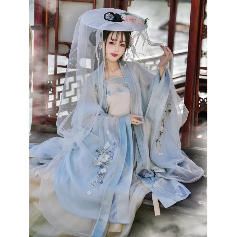 JY20 Hanfu Donna 2024 Nuova Estate Sottile Migliorata Per Adulti Vita-lunghezza Camicia A Maniche Lunghe Vento Cinese Super Xianqi Abbigliamento Antico