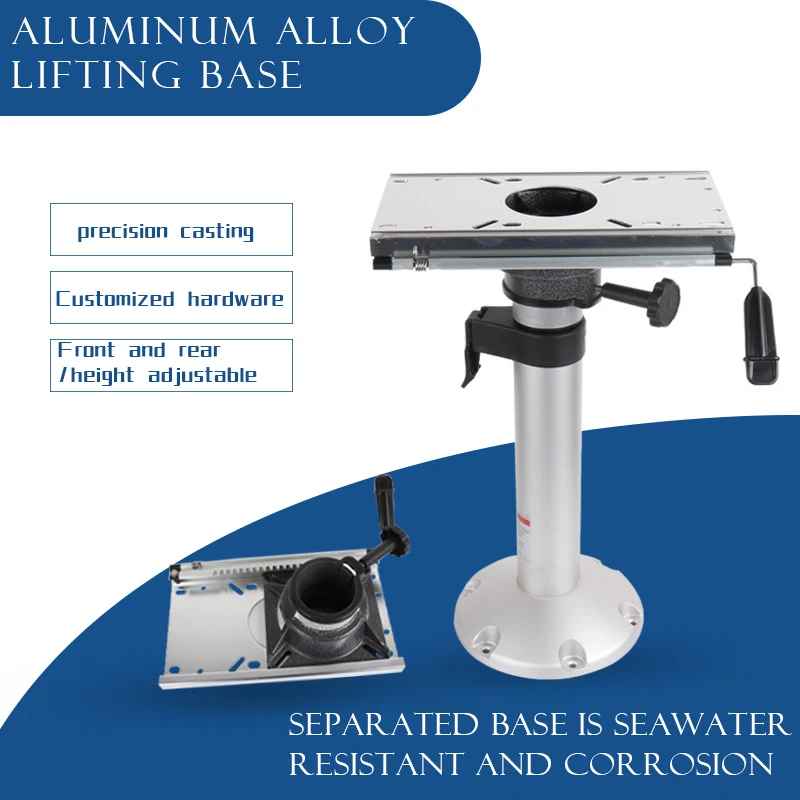 Aluminum Gas Lift Boat Seat Pedestal with Slide Mount - Adjustable Height Air-Powered Power-Rise Pneumatic Lifting Seat Pedestal